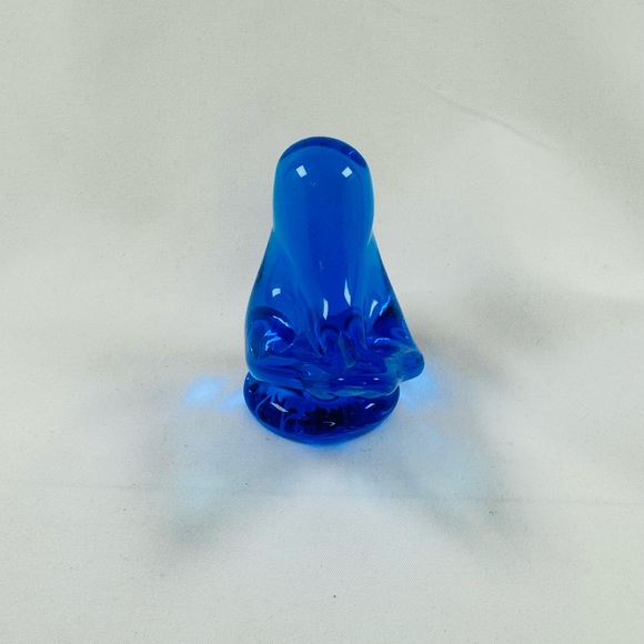 Leo Ward 1995 Vintage Blue Bird Of Happiness Art Glass Cobalt Signed 3.5x3.25 In - Picture 4 of 7